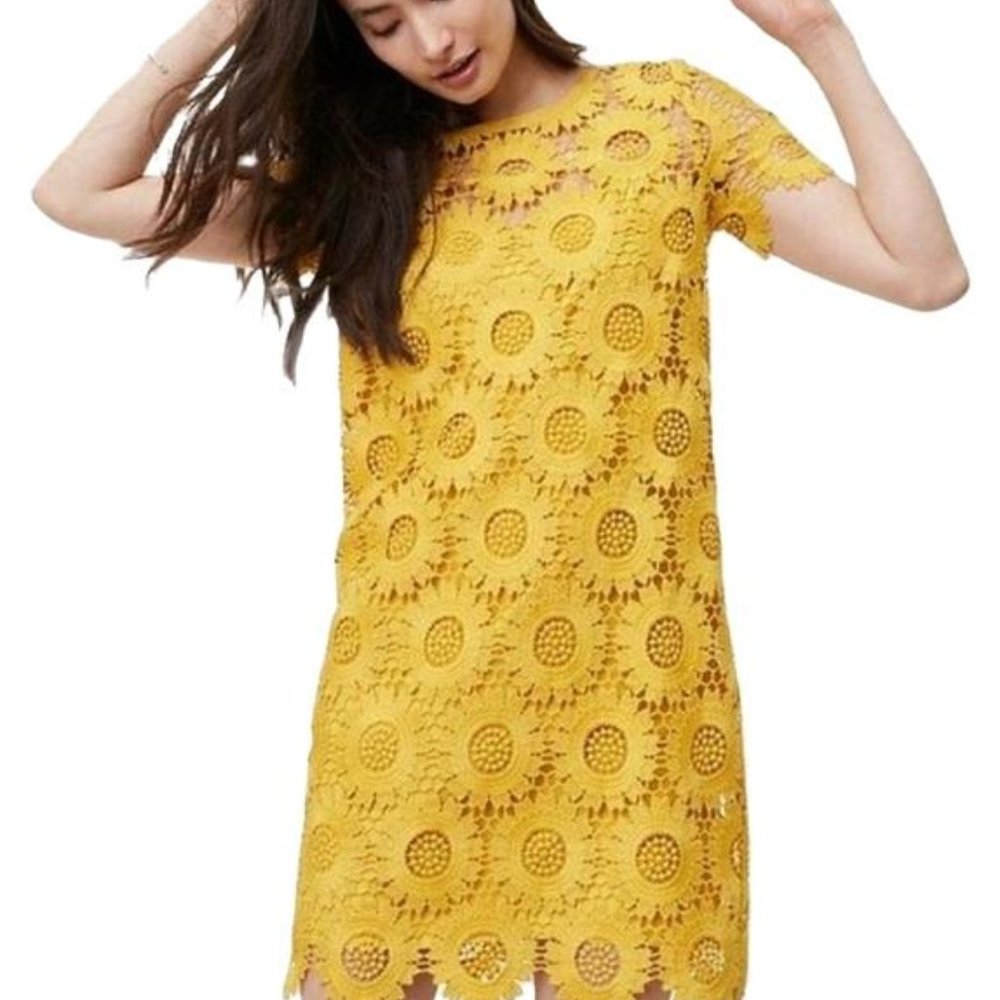 LOFT Yellow/Gold Sunflower Lace Sundress